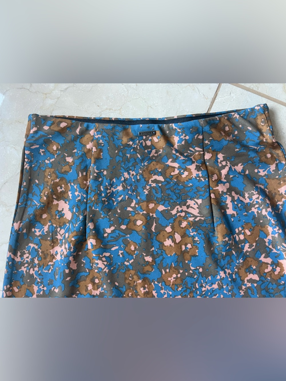 Prana “Wild at Heart” Blue Floral-Print Midi Skirt w/ Pink & Brown Accents Small - Picture 2 of 8